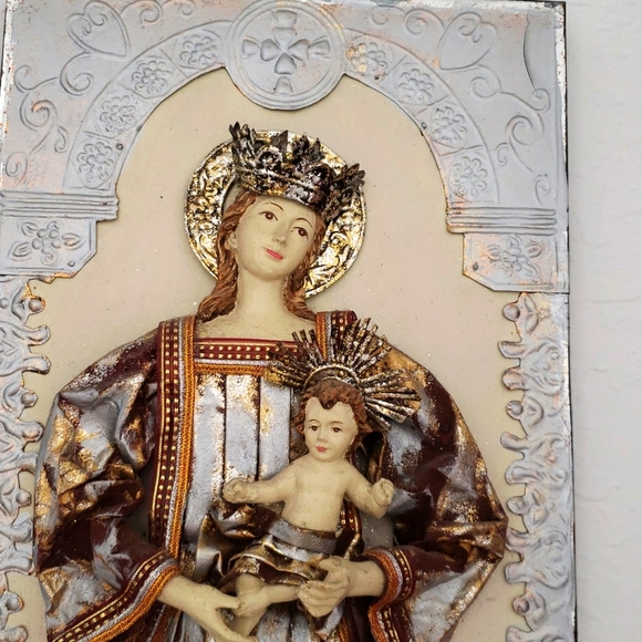 Vintage Virgen Mary Wall Art Hand Made - Picture 1 of 12